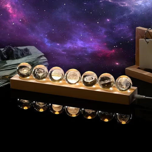 7 Crystal Ball Solar System Collectible Figurines