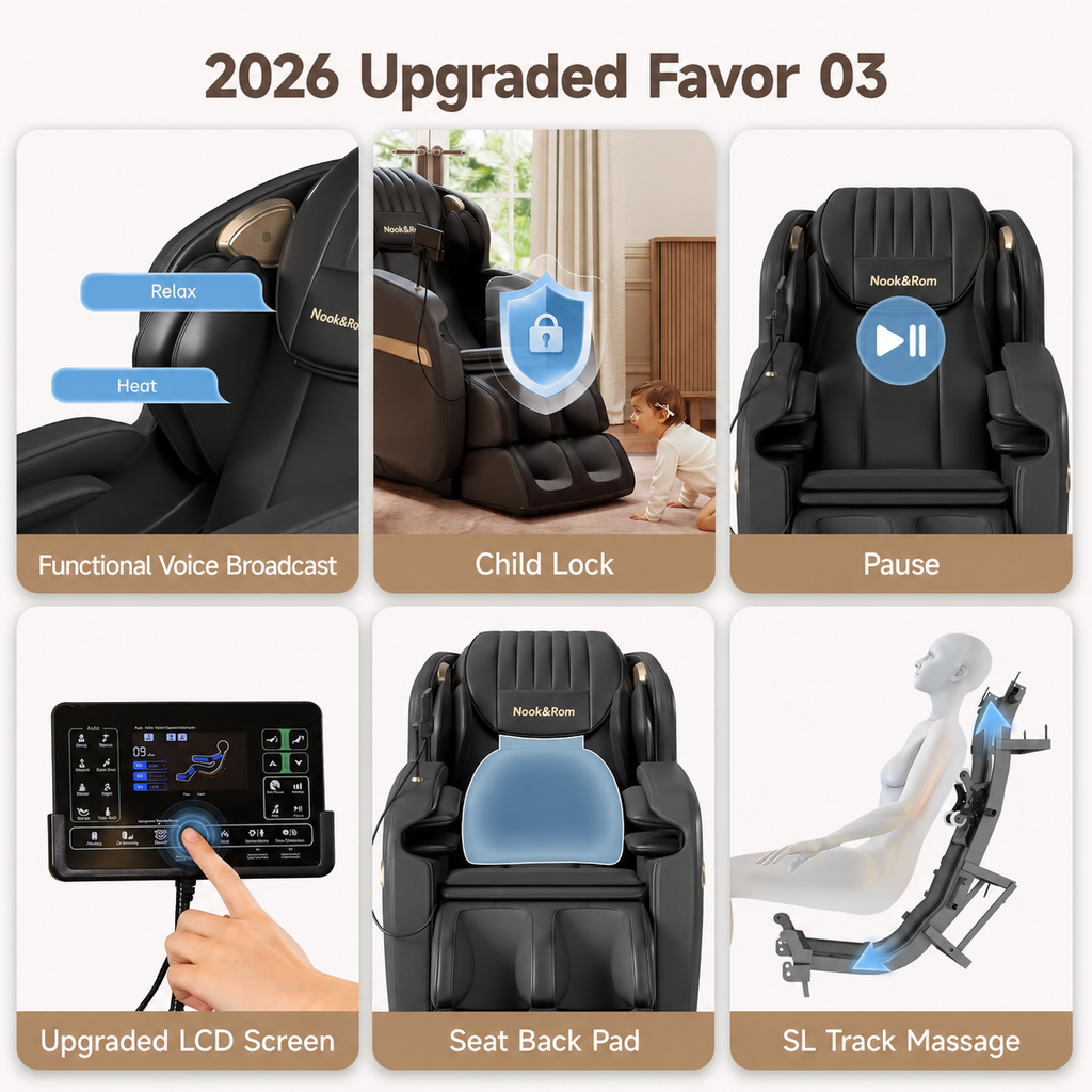Nook&Form SL-Track Full Body Massage Chair with Zero Gravity, Heat & 8 Auto Modes
