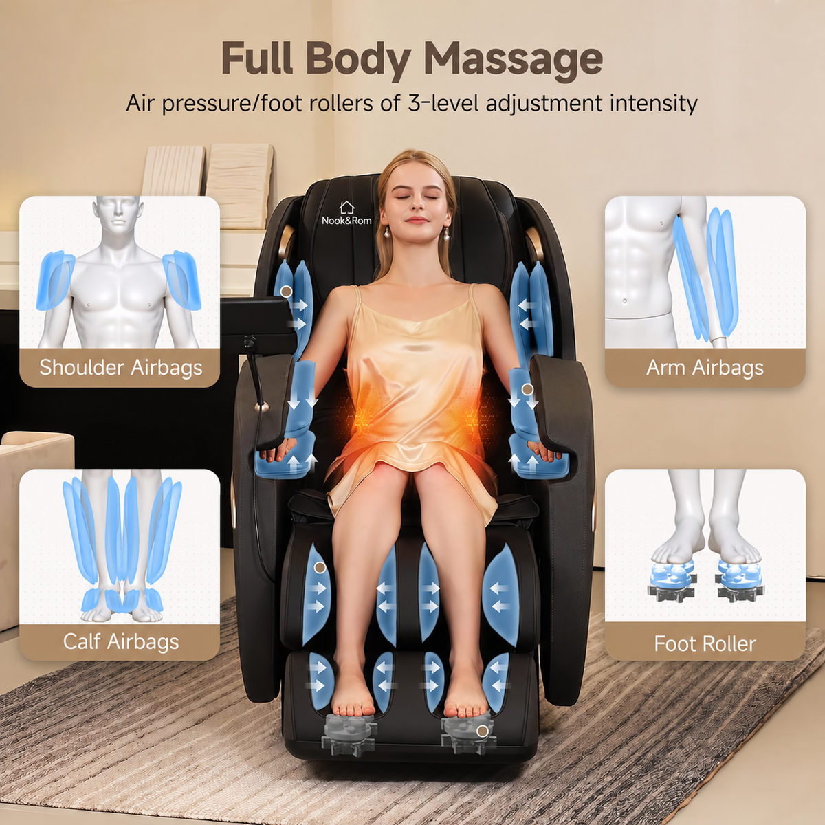 Nook&Form SL-Track Full Body Massage Chair with Zero Gravity, Heat & 8 Auto Modes