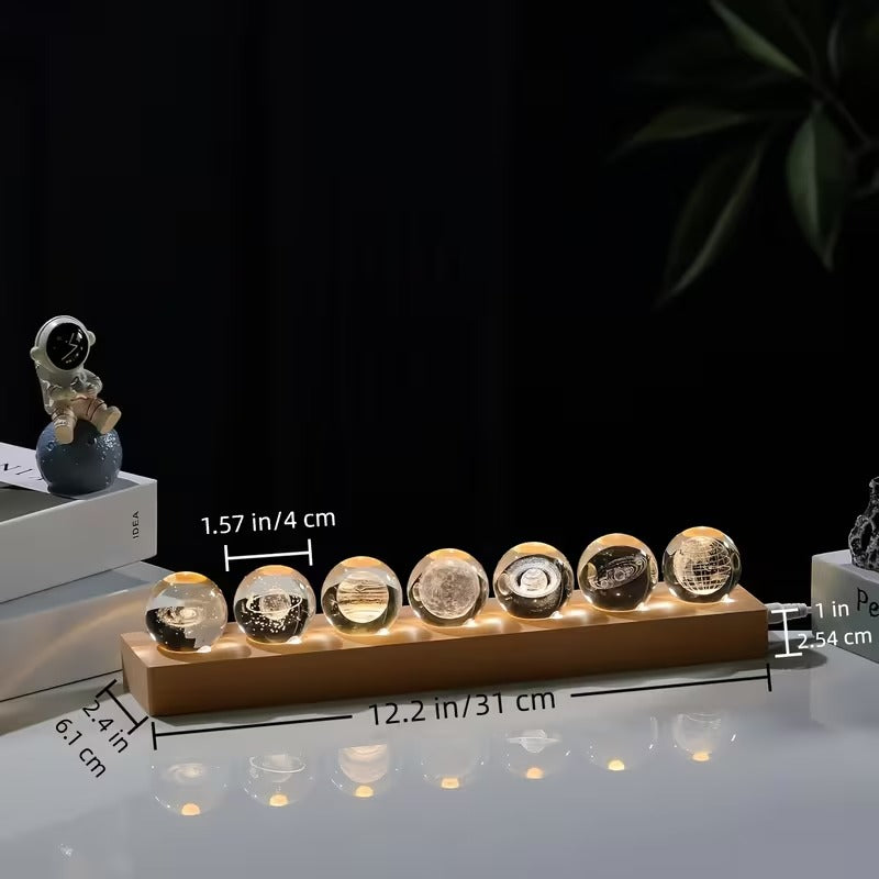 7 Crystal Ball Solar System Collectible Figurines