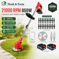 Nook & Form 21V Cordless Weed Wacker – 3-in-1 Grass Trimmer, Lawn Edger & Brush Cutter with 2 Batteries