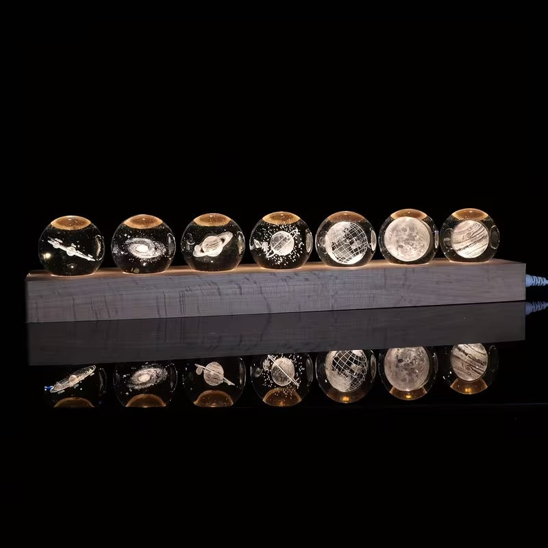 7 Crystal Ball Solar System Collectible Figurines