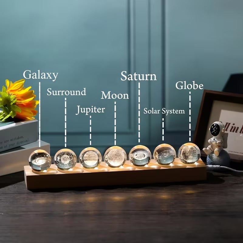 7 Crystal Ball Solar System Collectible Figurines