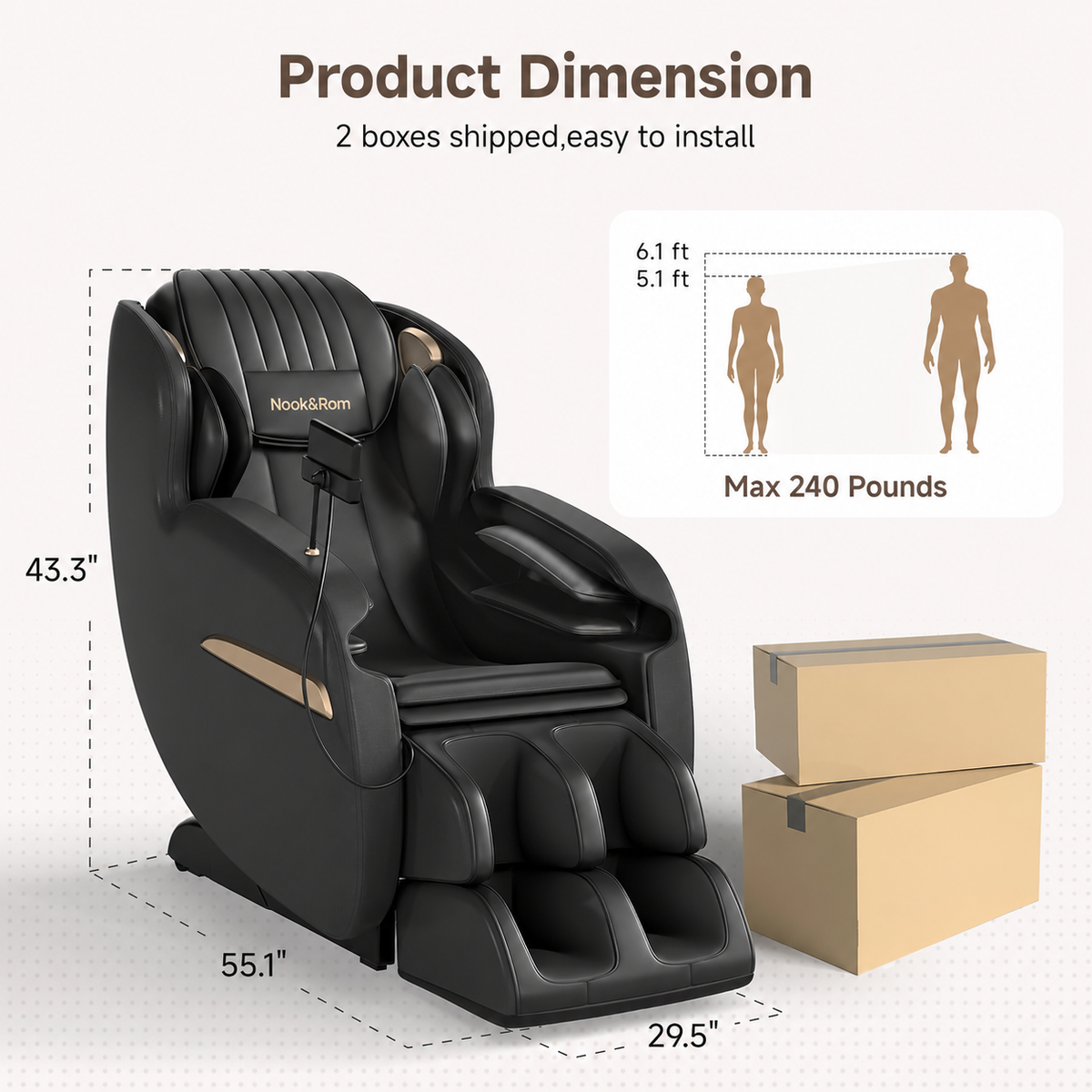 Nook&Form SL-Track Full Body Massage Chair with Zero Gravity, Heat & 8 Auto Modes